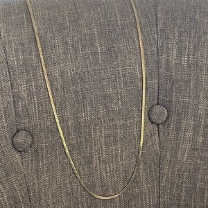 Vintage Gold Tone Herringbone Chain Necklace